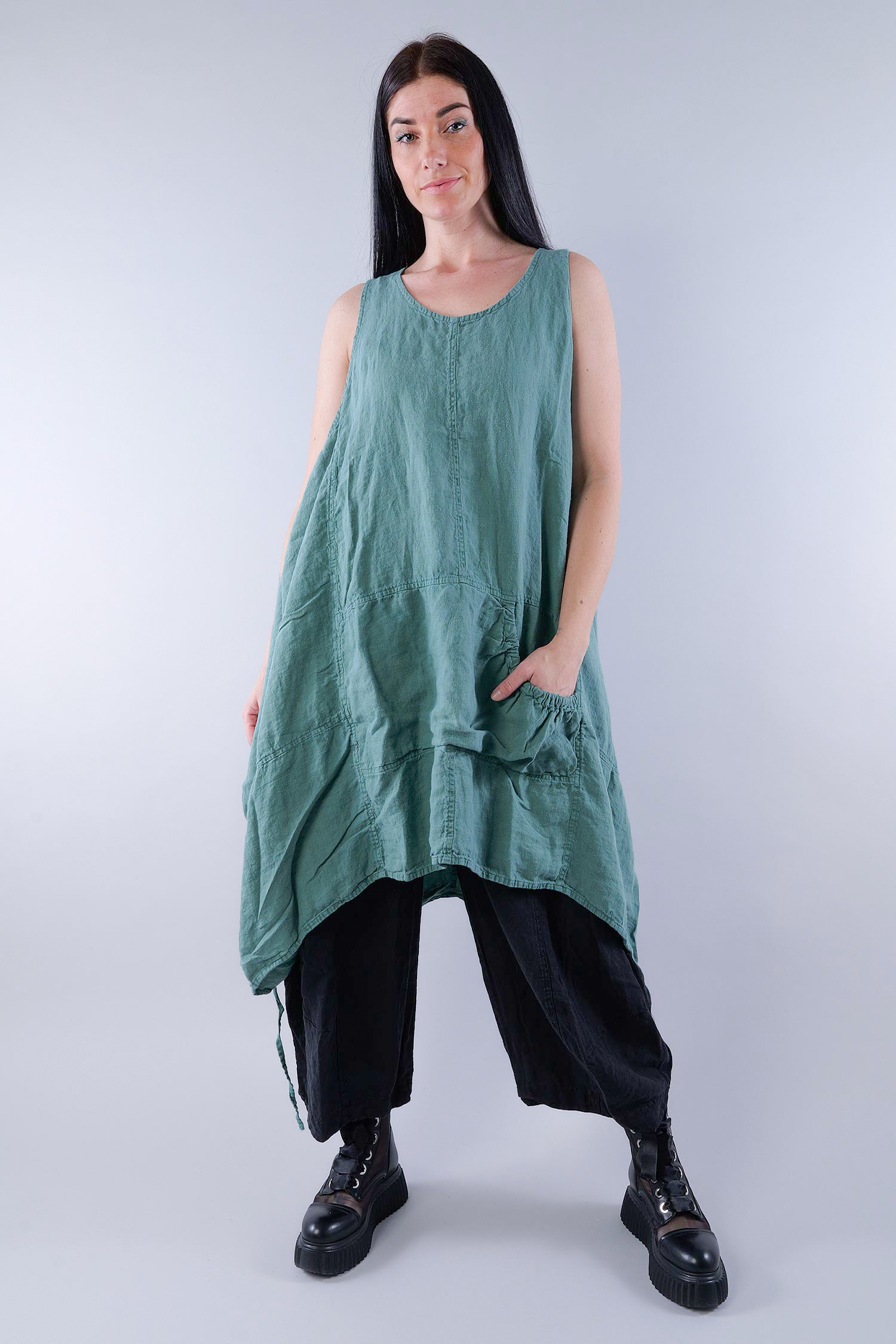 Oversize Leinenkleid - Grass - 1263540904