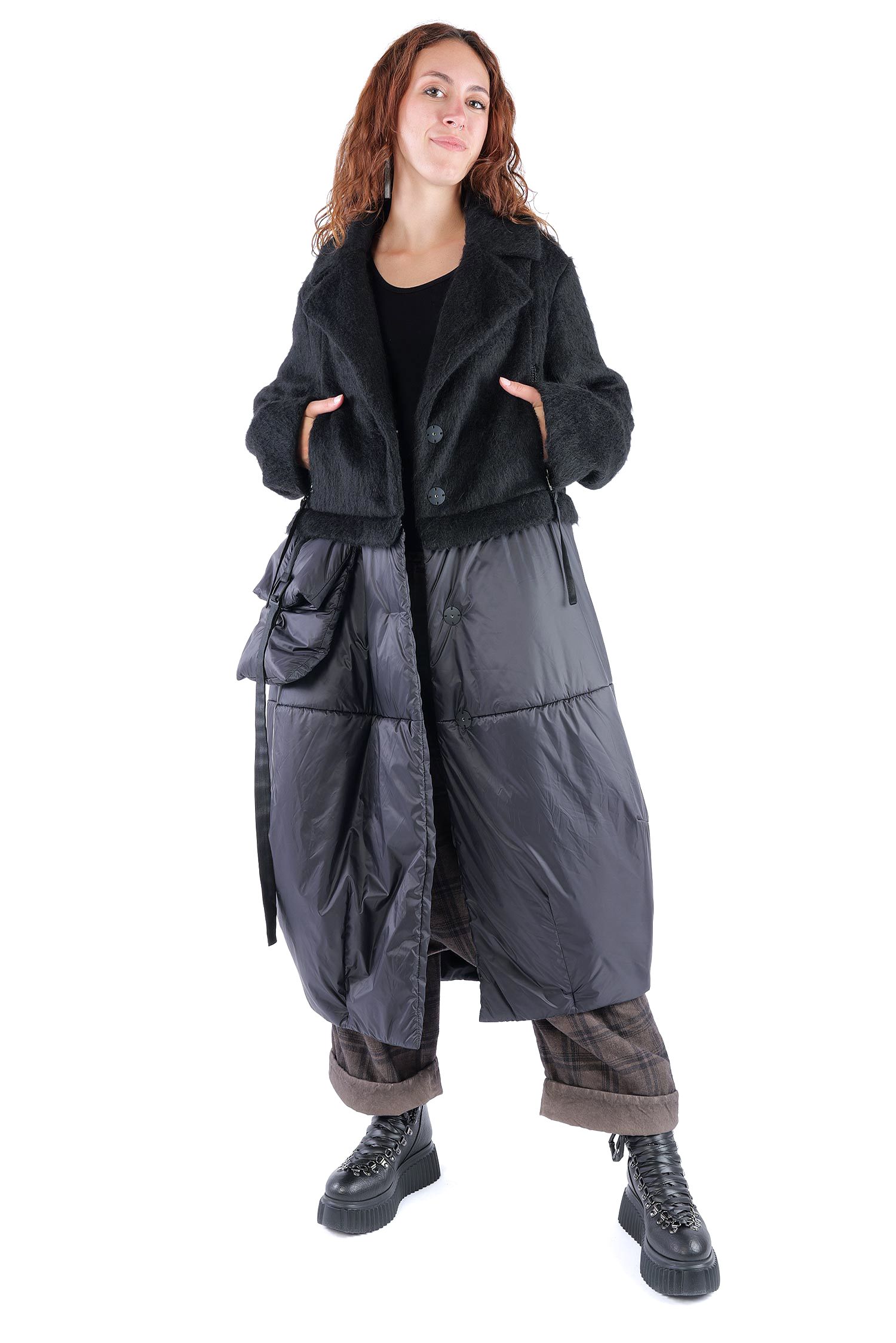 2-in-1 Wintermantel - Black faux fur/Black - Formers