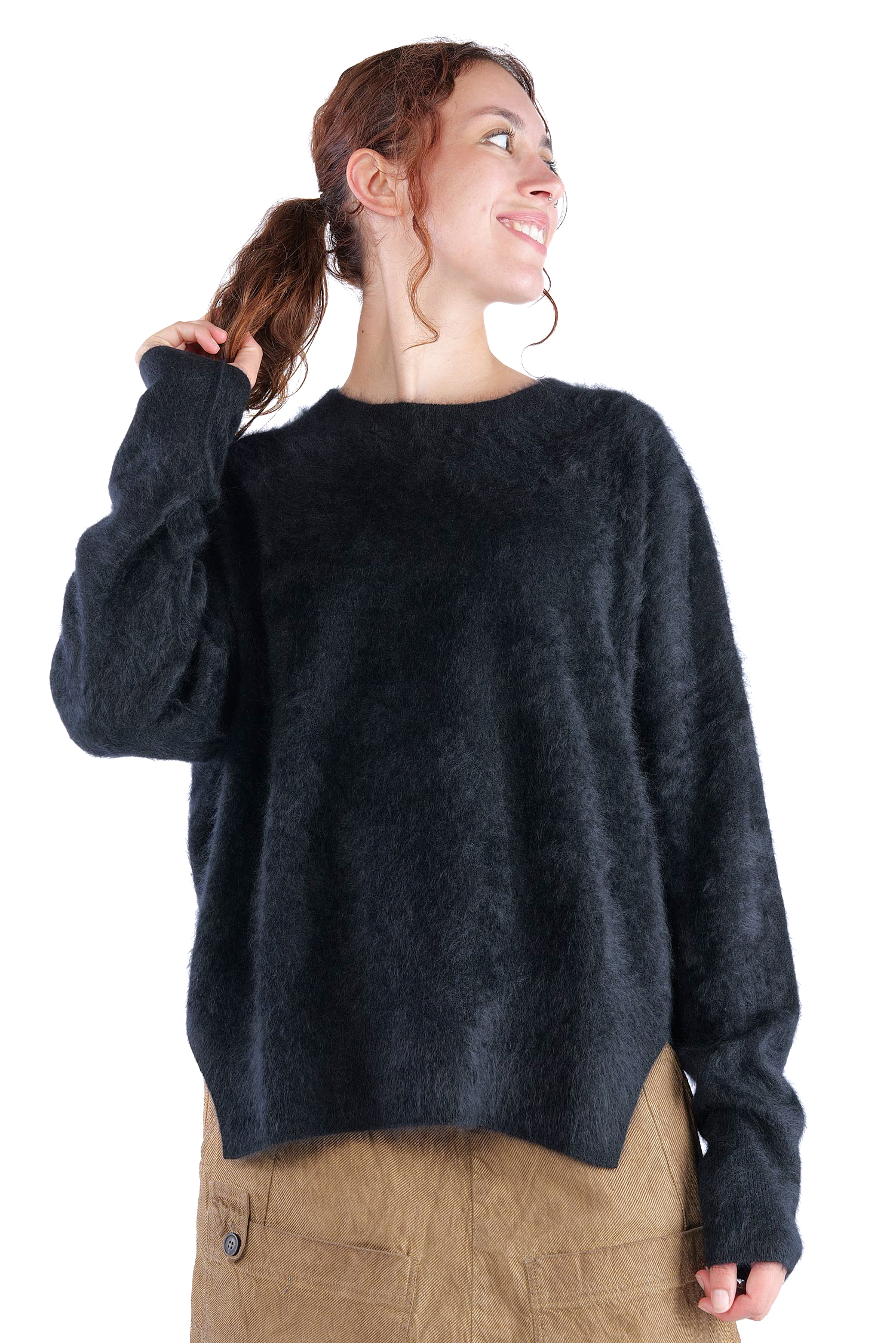 Flauschiger Kaschmir Pullover - Night - 26135