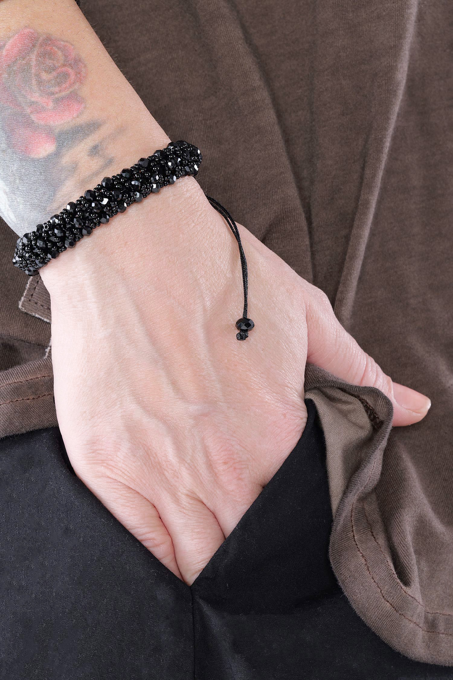 Perlenarmband - Schwarz - 1624