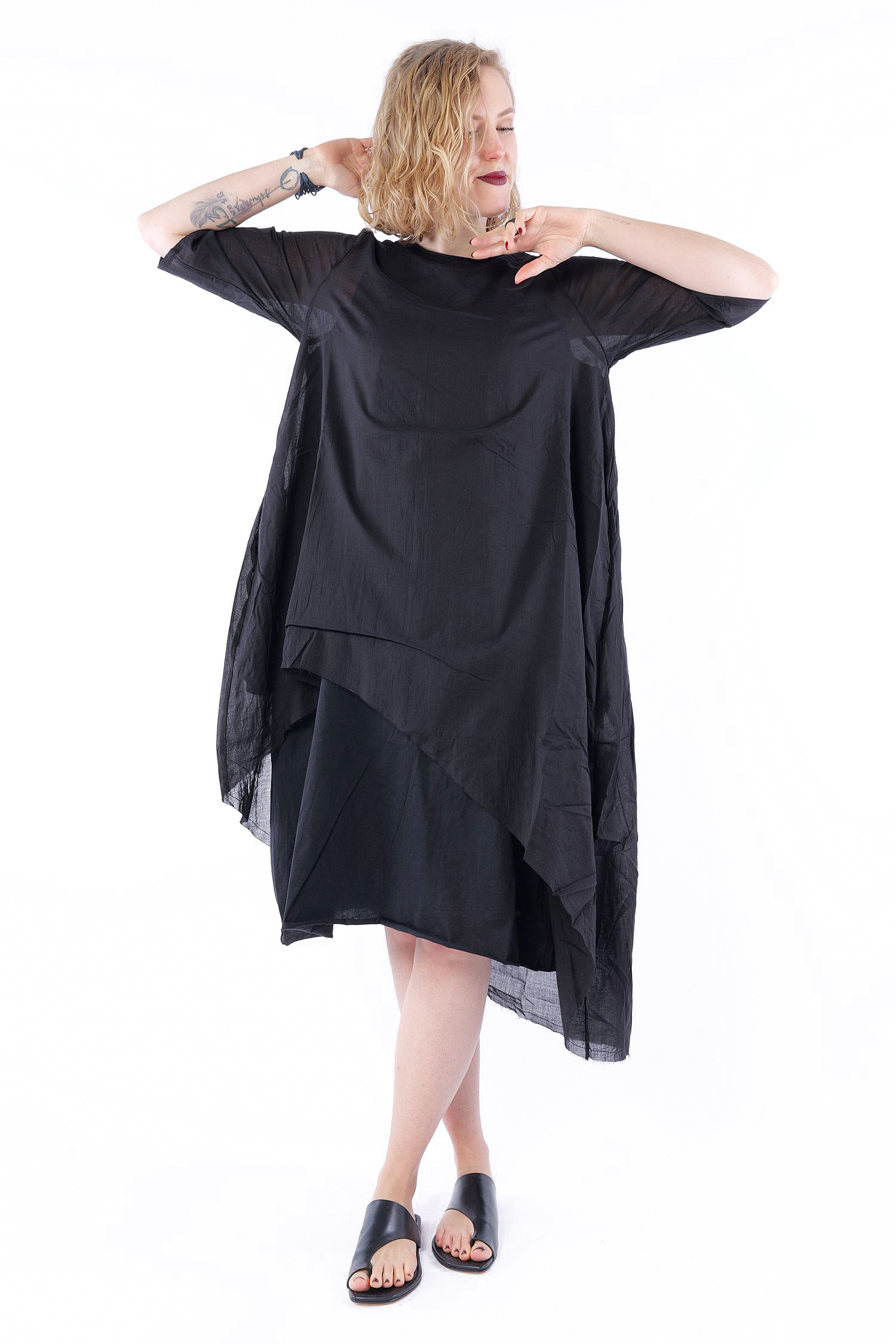 Doppellagige Tunika - Schwarz - Tisla