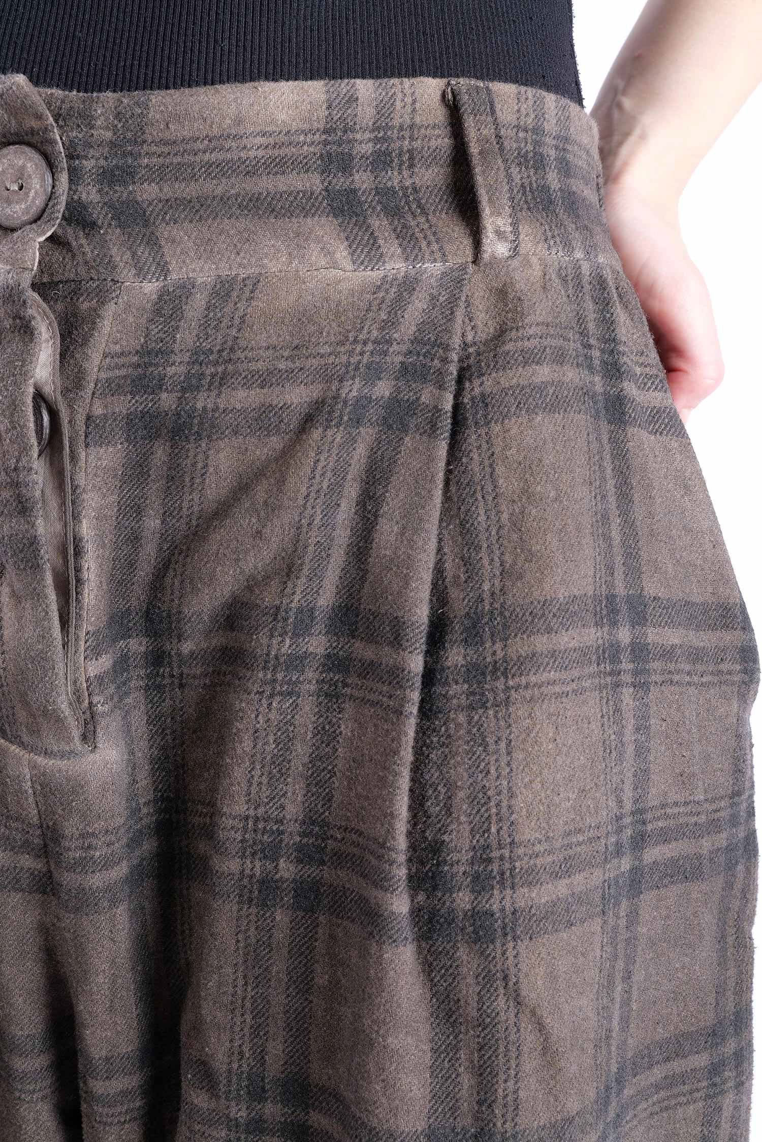 Pleated pants - Truffle old dye check - Casso