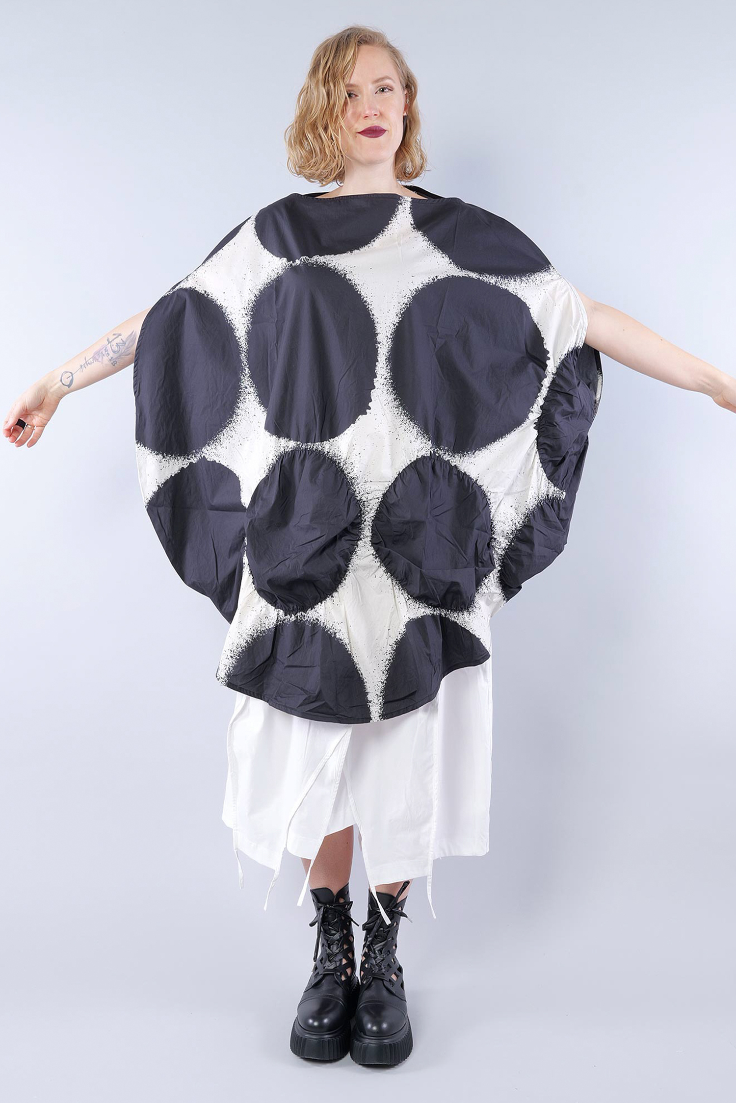 O-shaped tunic - Black print - 1261260902