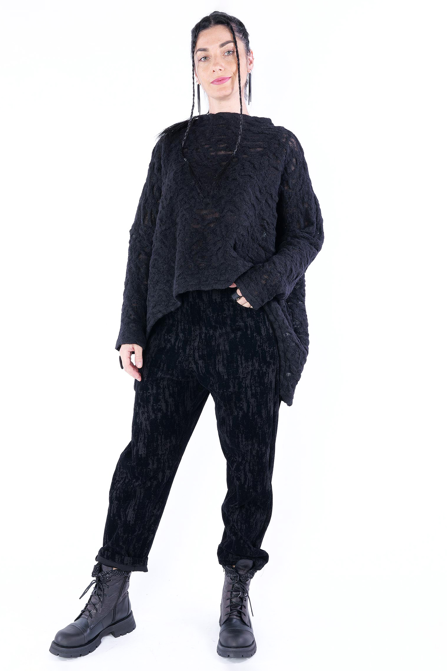 Oversize Pullover - Schwarz - M114