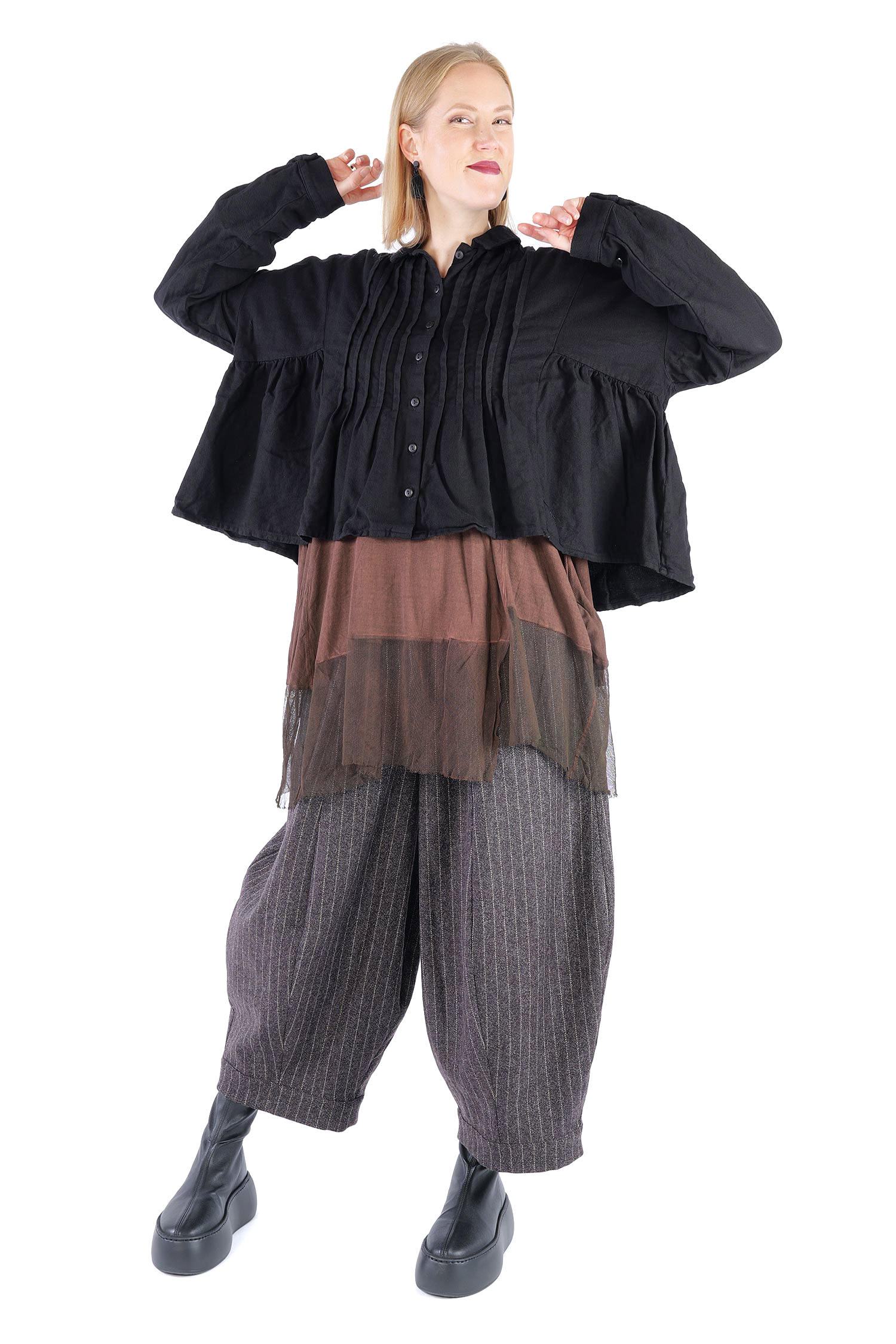 Kurze Flanelljacke - Schwarz - Innenfrei