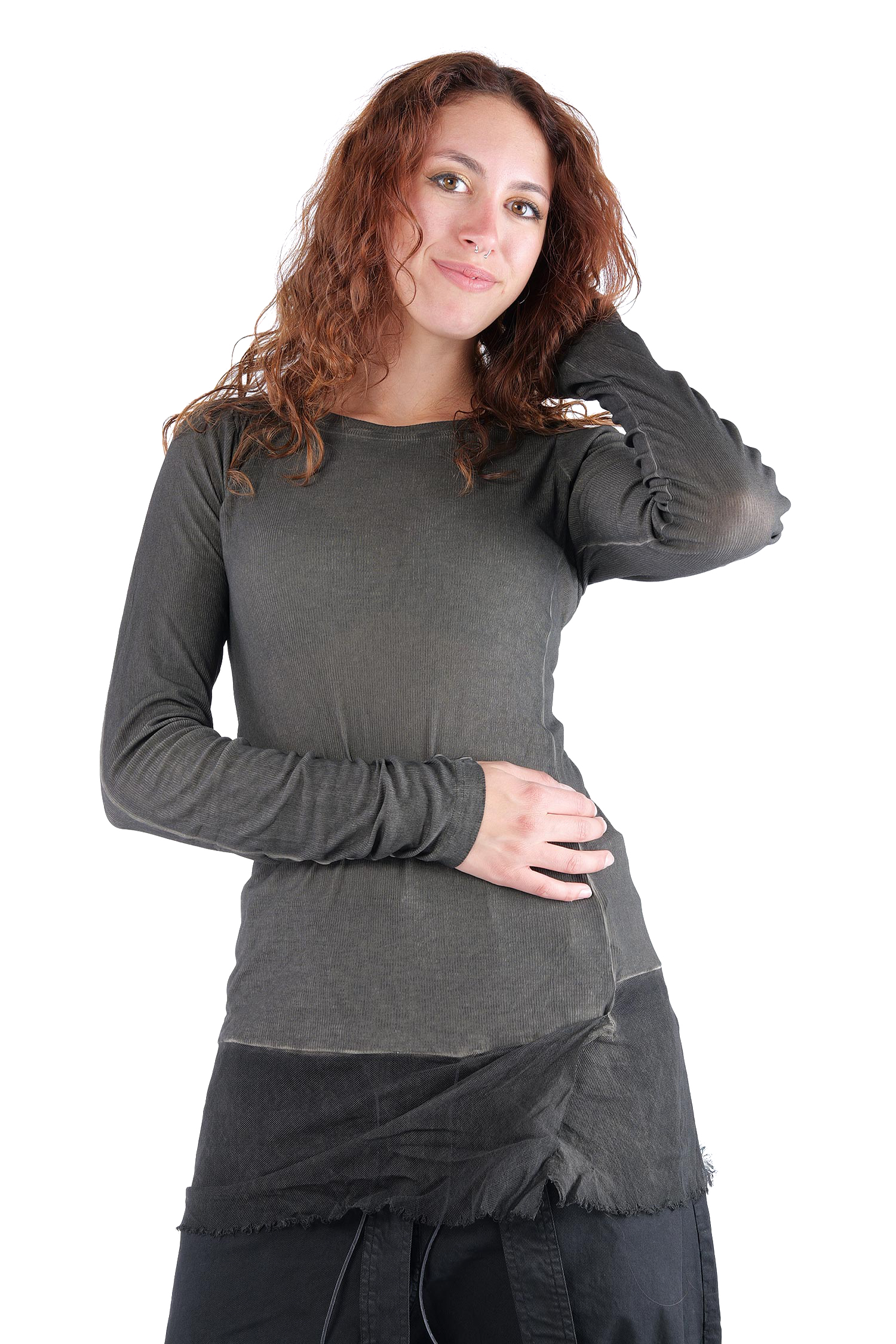 Longsleeve mit Tüll - Black cloud - 2262340503