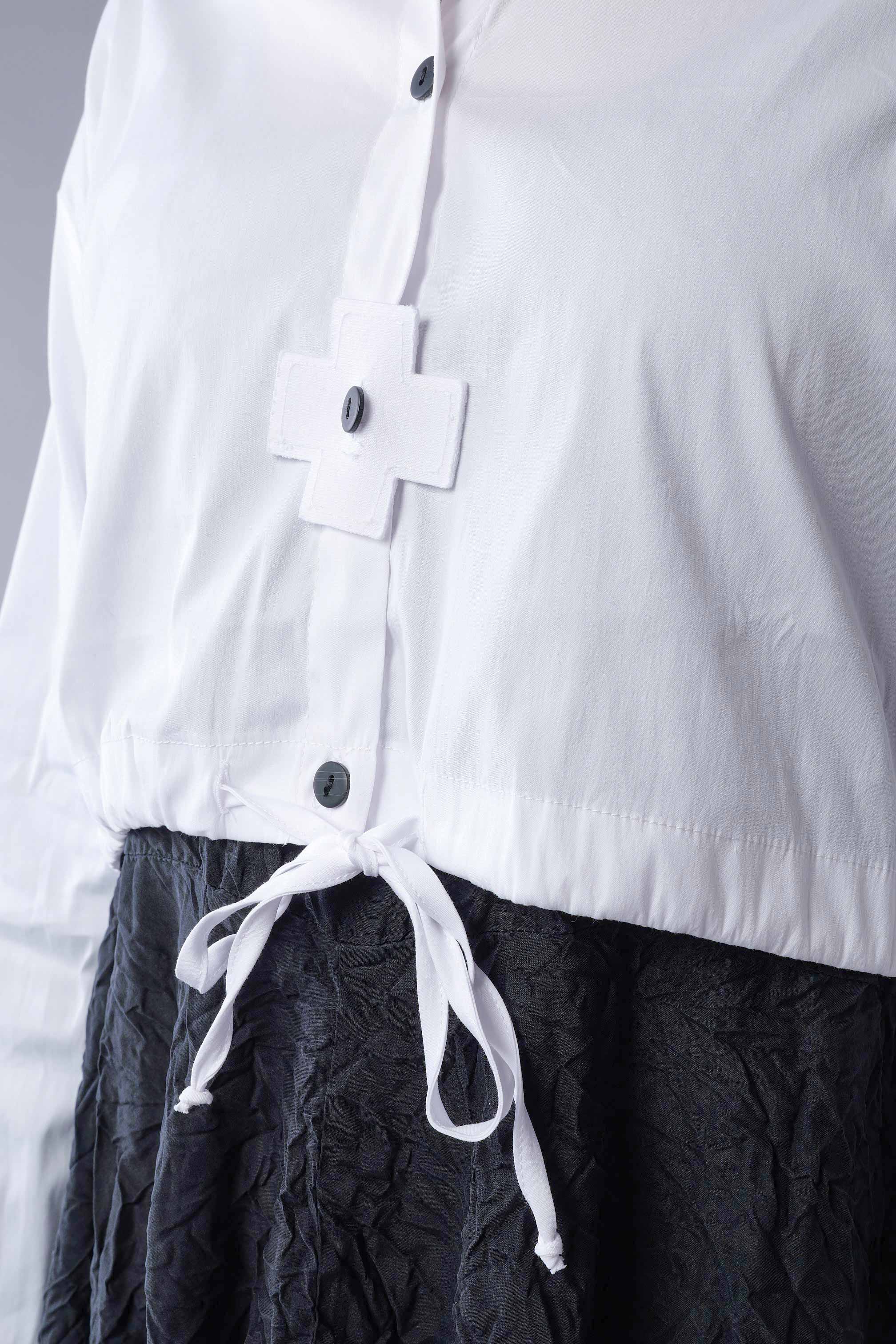 Kurze Stretchbluse - White print - 4032