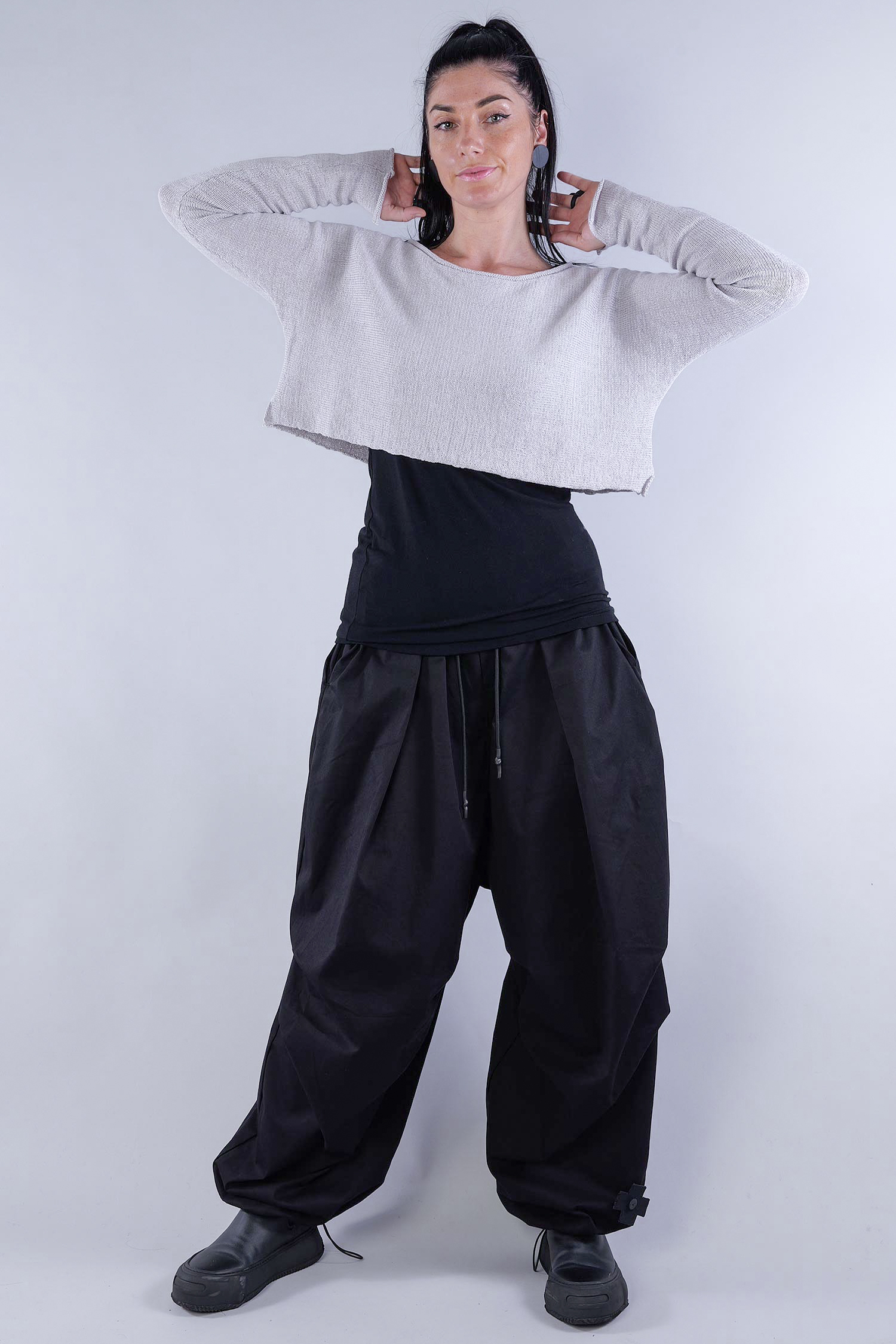 Kurzer Grobstrickpullover - Light grey - 2253720715