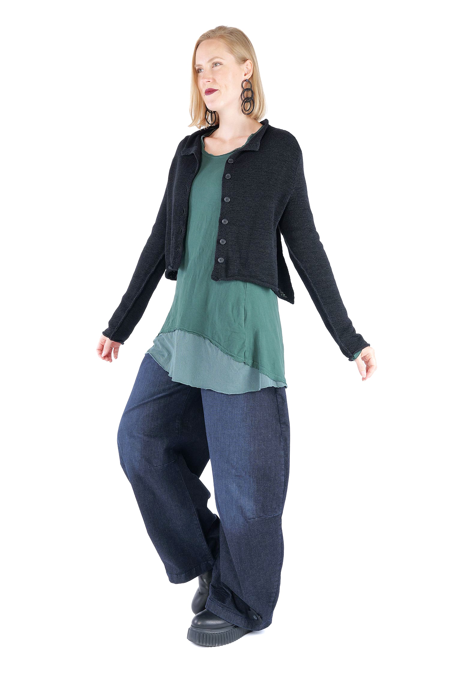 Short knitted jacket - Black - 2263727111