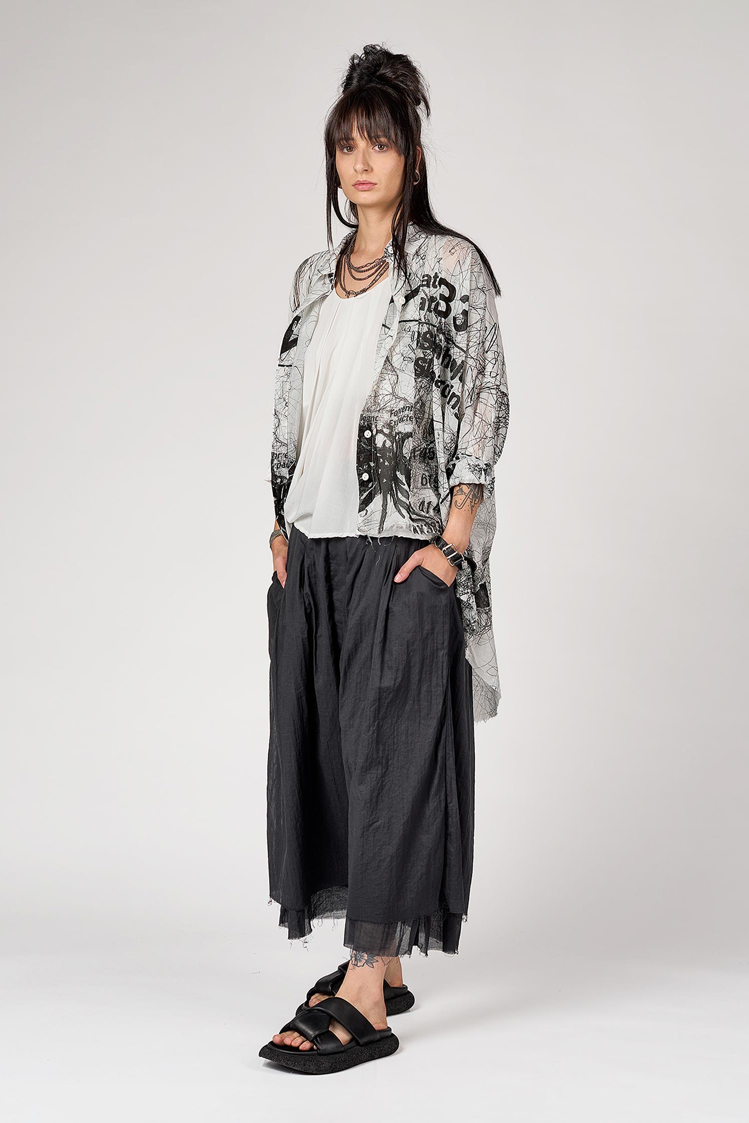 Baumwoll-Bluse - White allover print - Arta