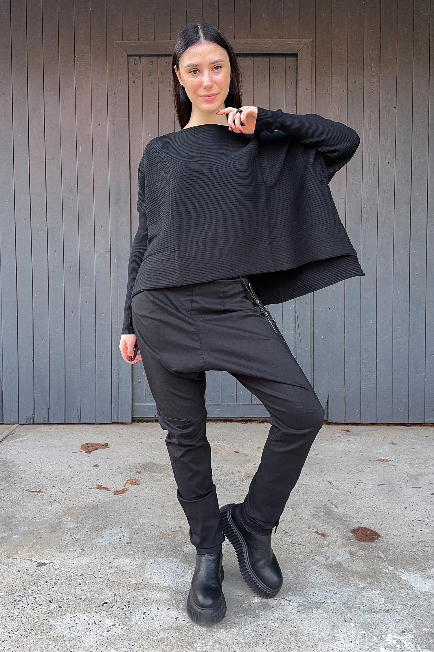 Oversized knitted pullover - Black - 26.2-KHG444
