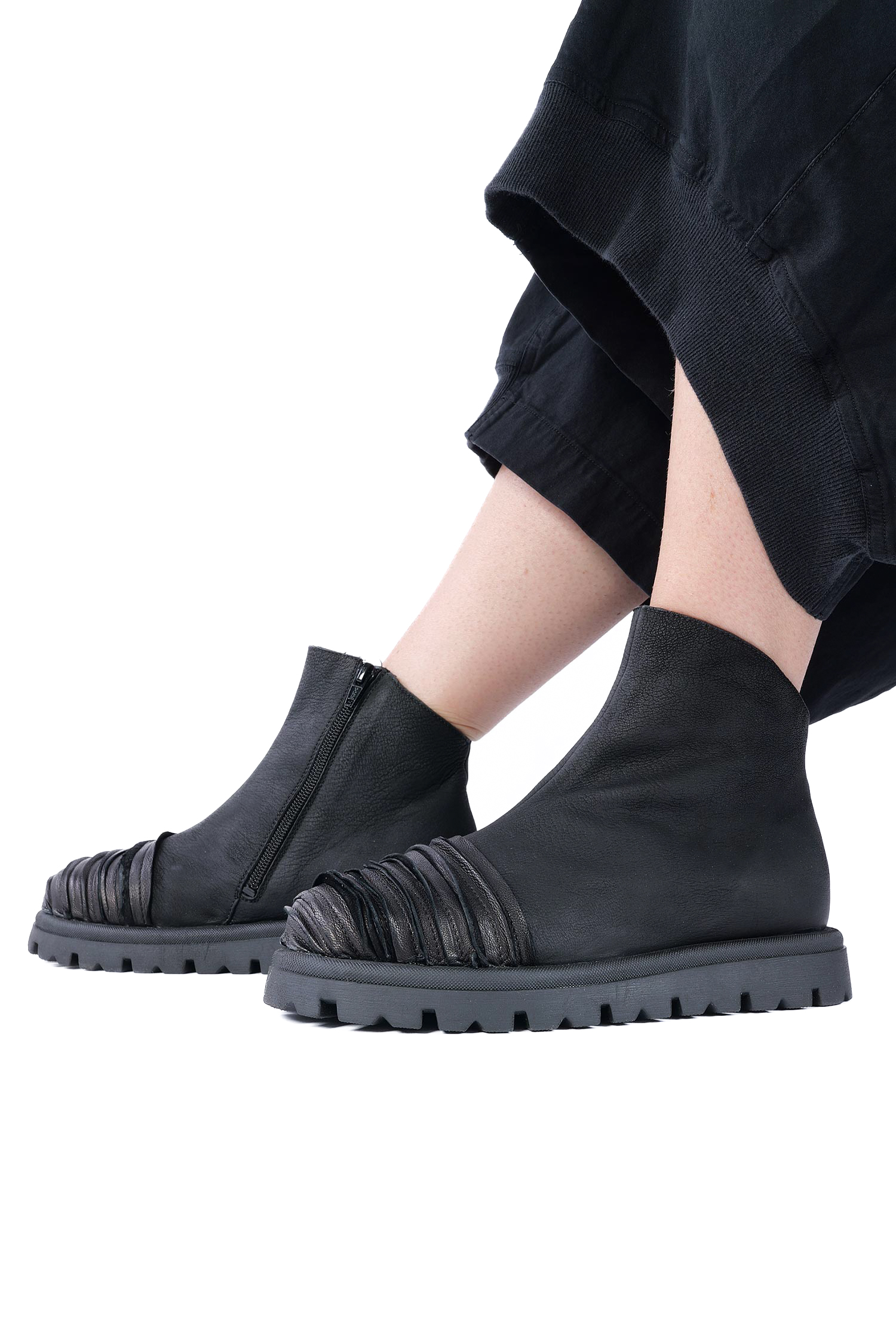 Breite Leder Boots - Schwarz - Britany