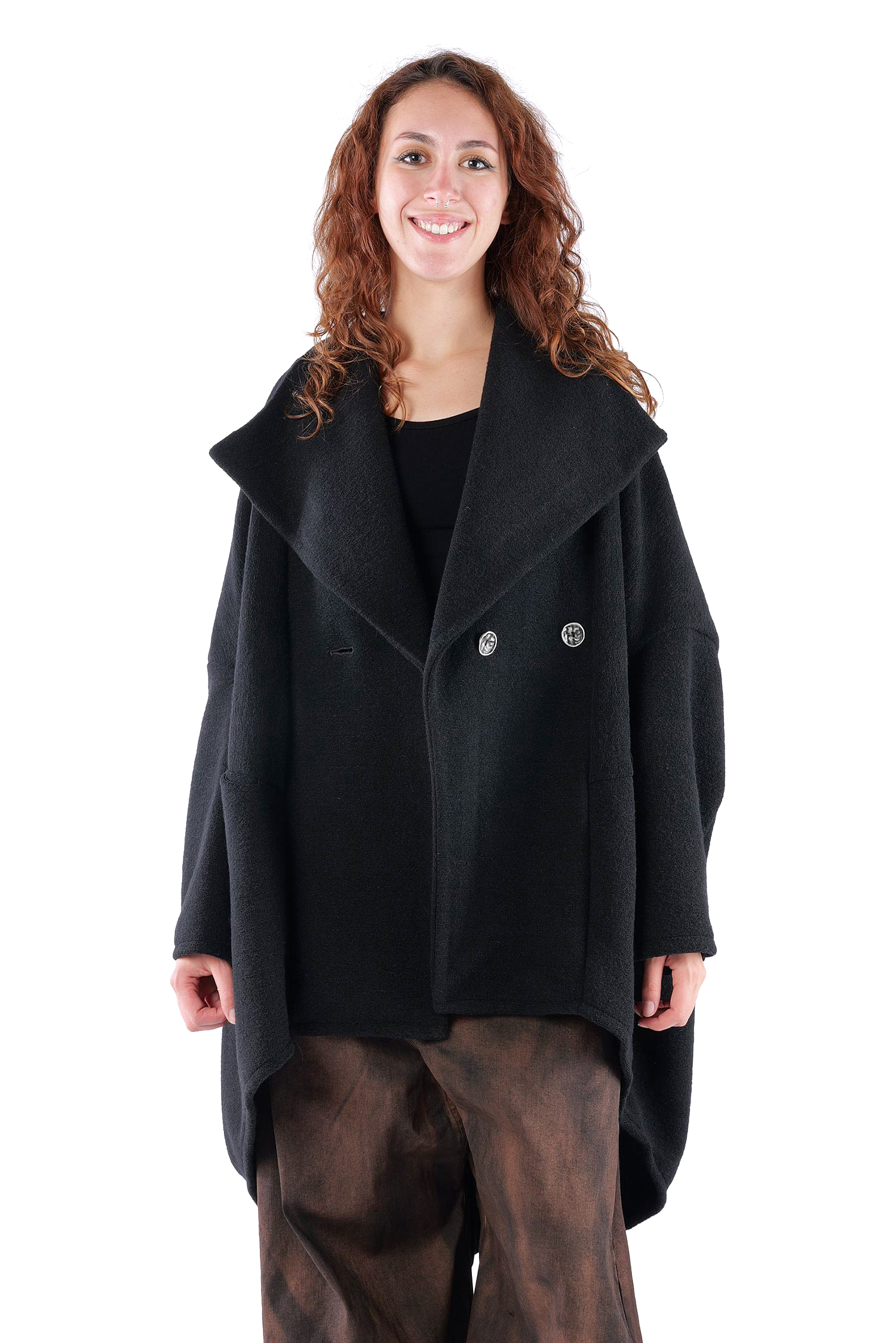 Oversize Mantel - Schwarz - S490