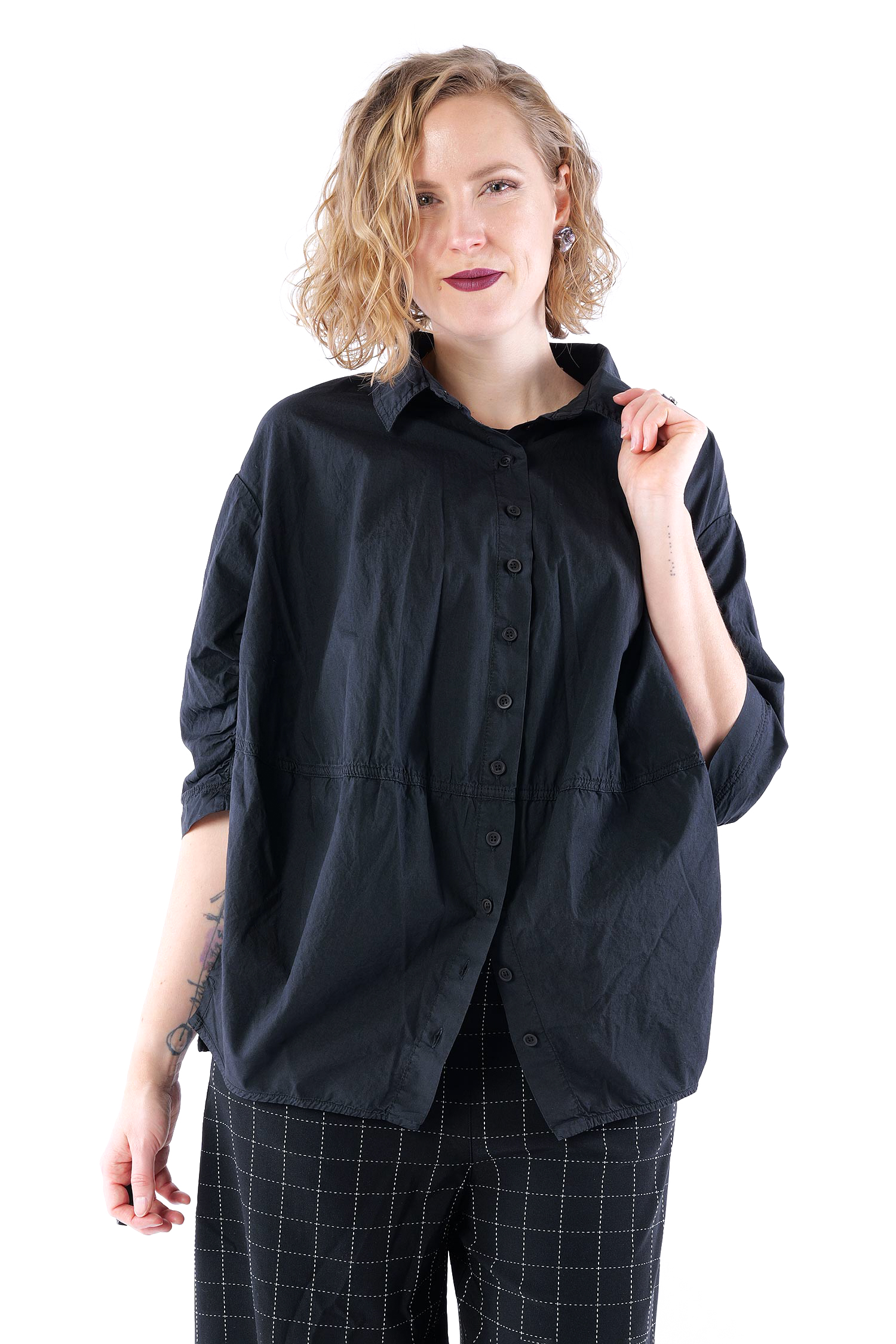 Baumwollbluse - Schwarz - 1263400408