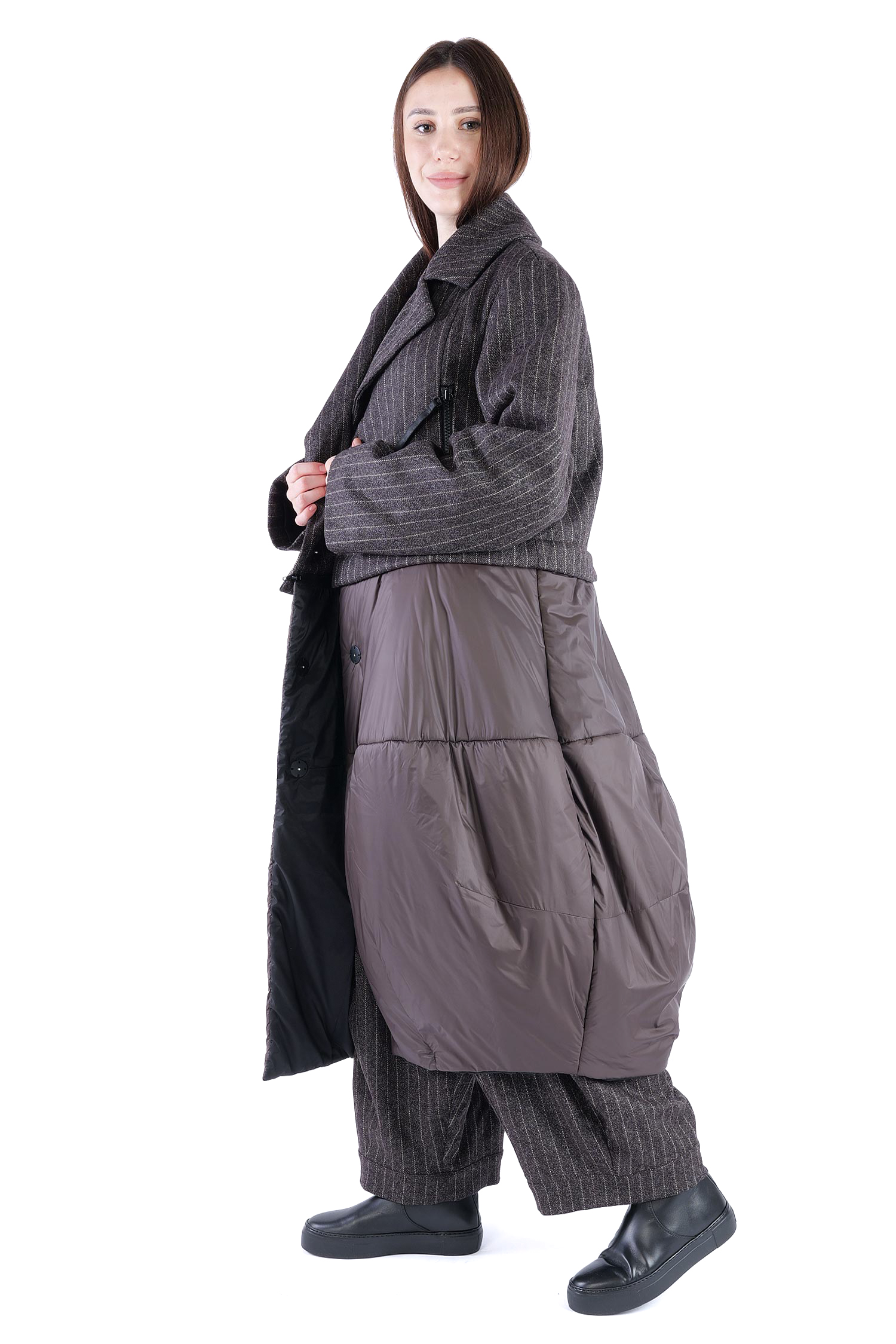 2-in-1 Wintermantel - Truffle striped woven/chocolate - Formers