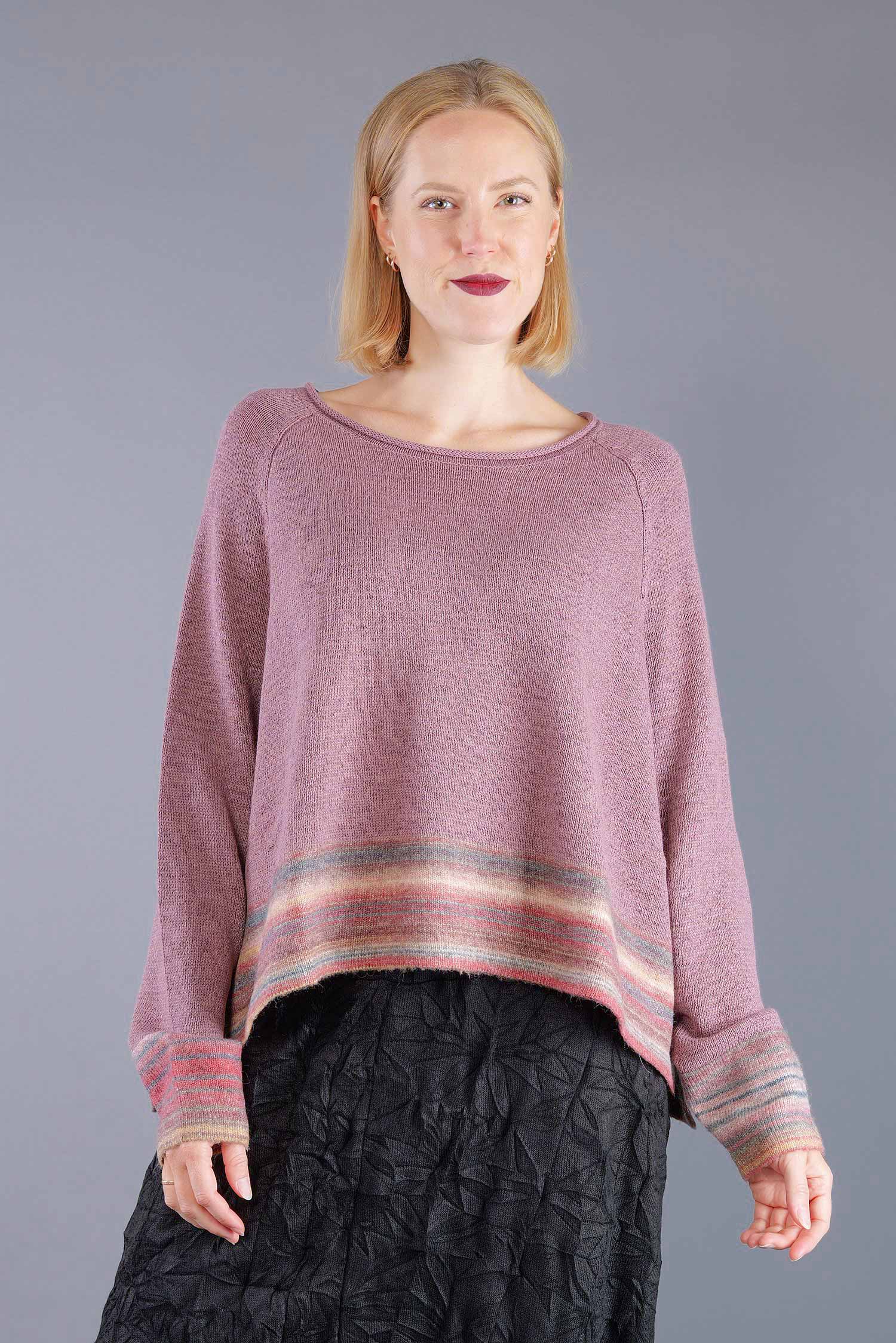 Oversized knitted pullover - Crystal stripe - 2263720703