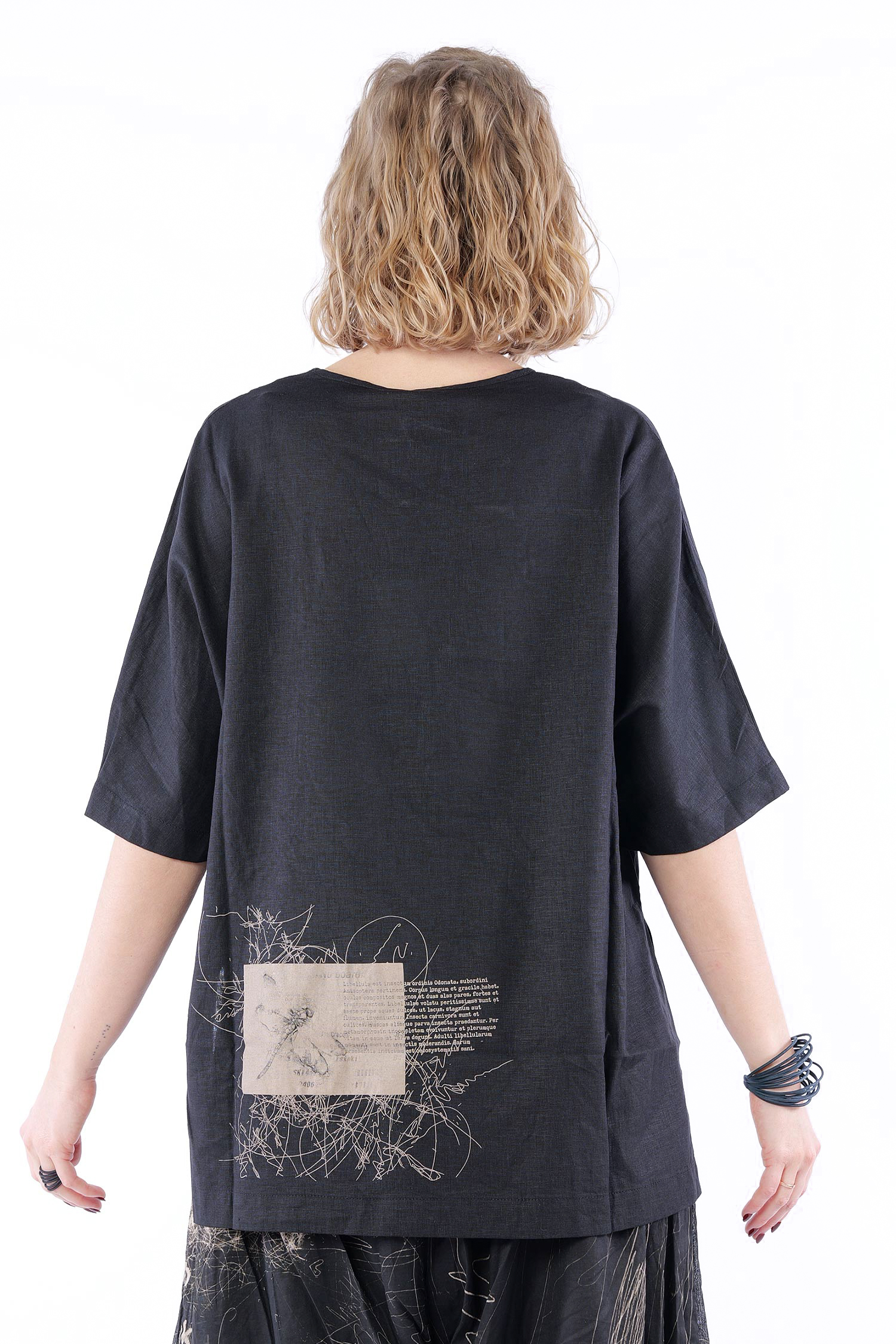 Leinen-Bambus Shirt - Schwarz - Olyana