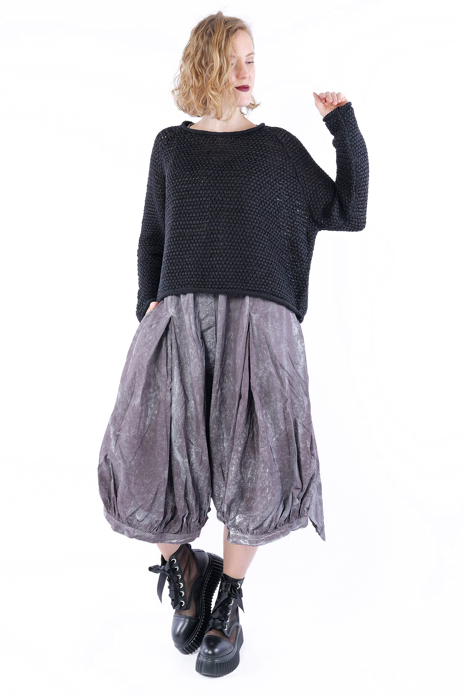 Grobstrickpullover - Schwarz - 1263730701