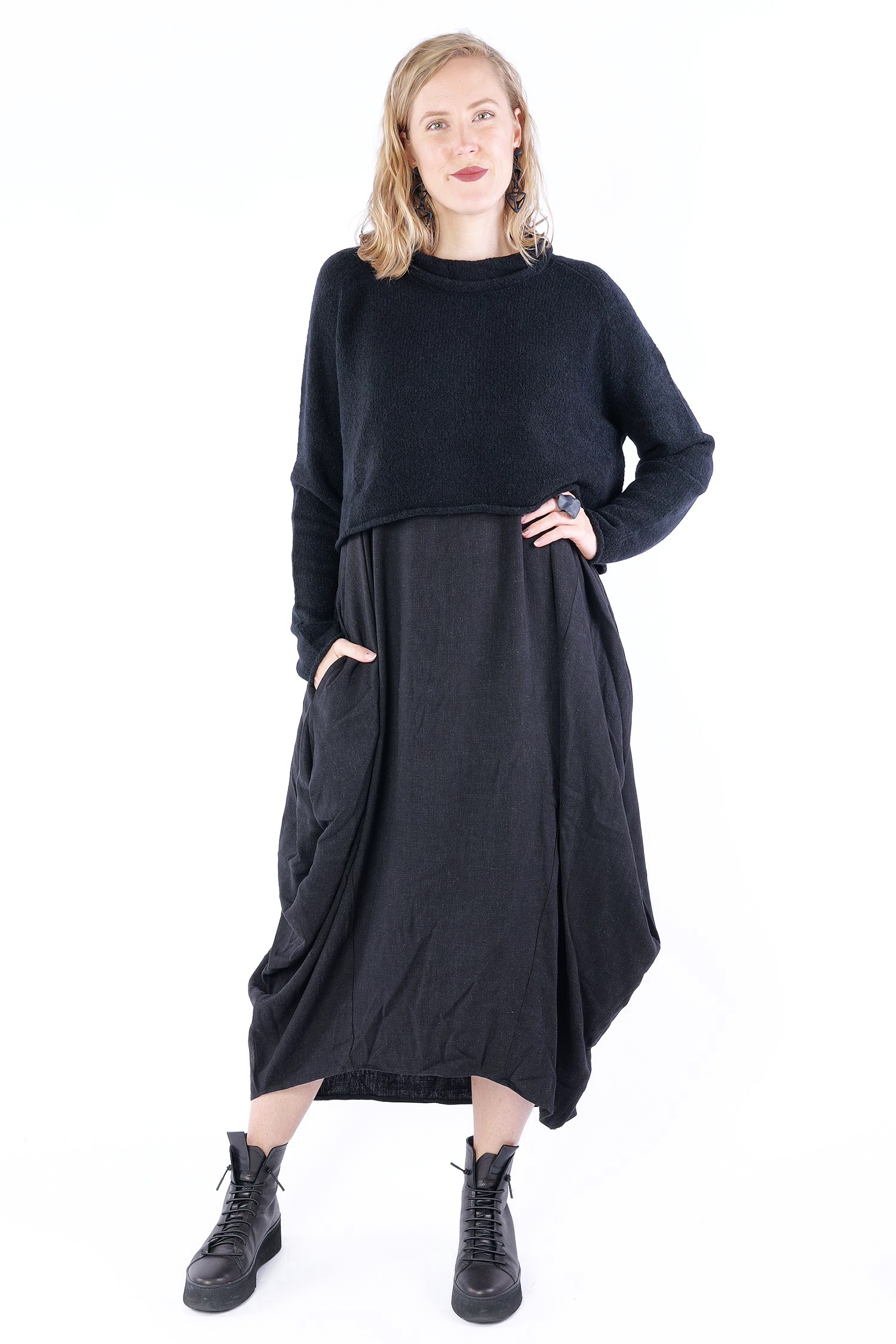 Oversize Strickpullover - Schwarz - 2253310703