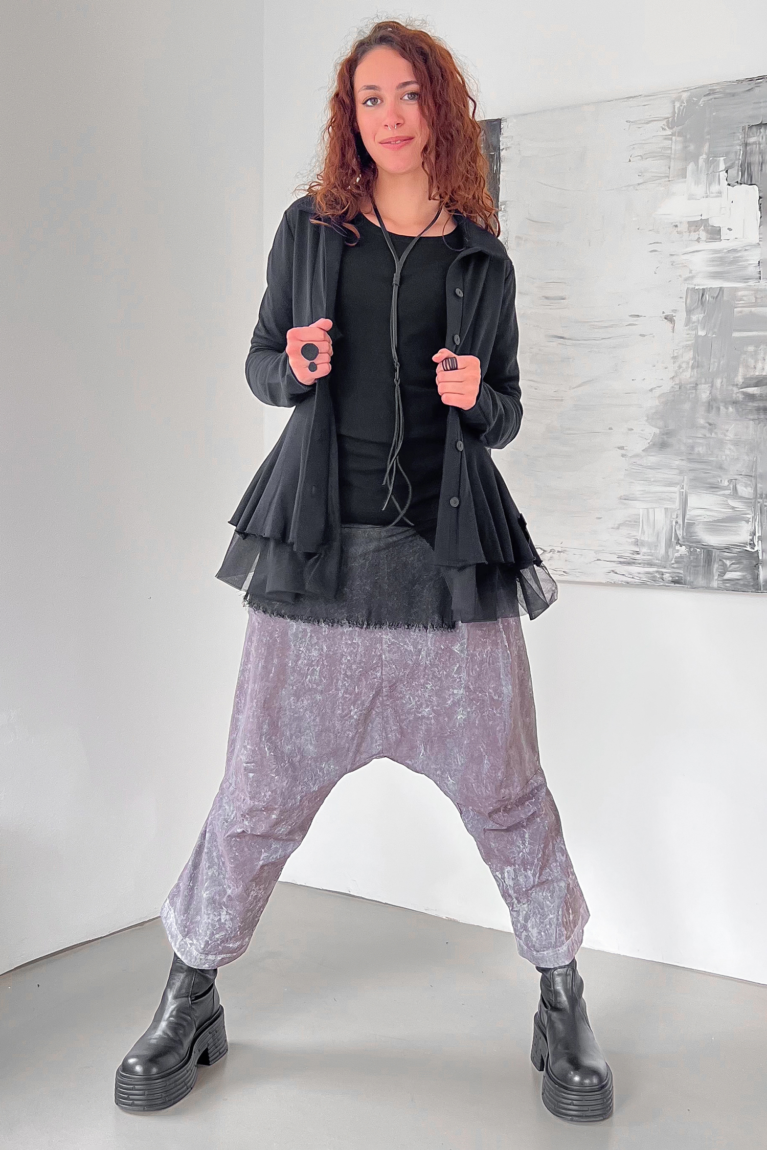 Stretchhose mit tiefem Schritt - Amber fog - 1262240112