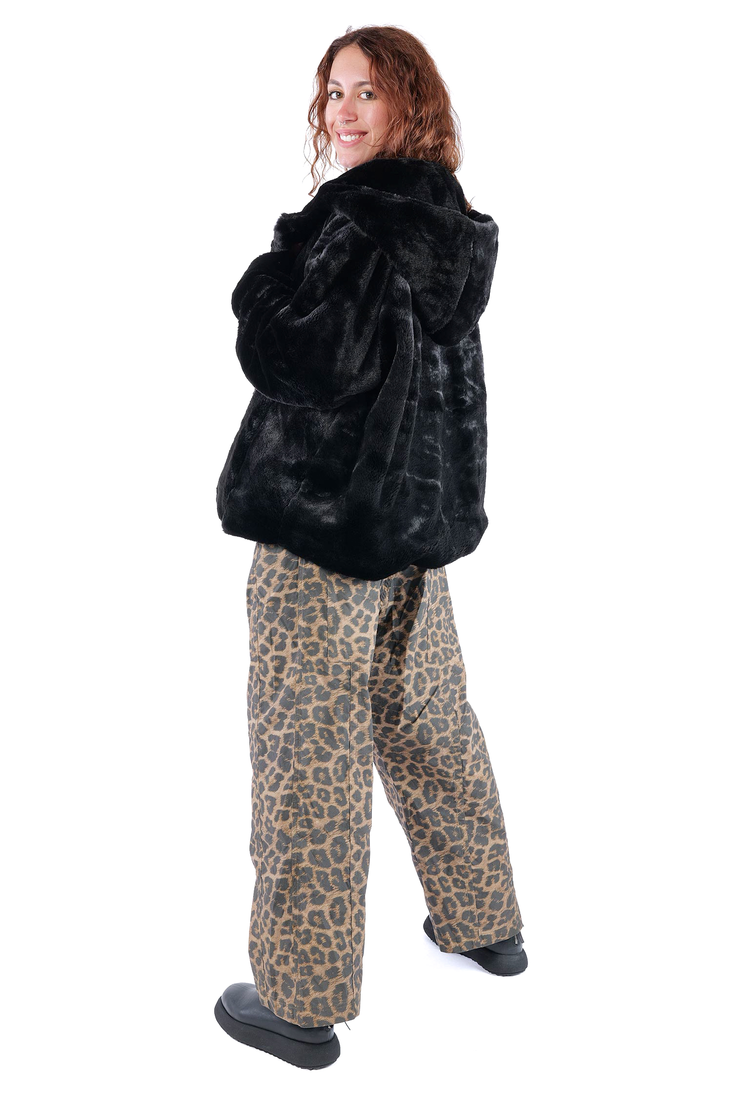 Kunstfelljacke - Schwarz - 2263431103