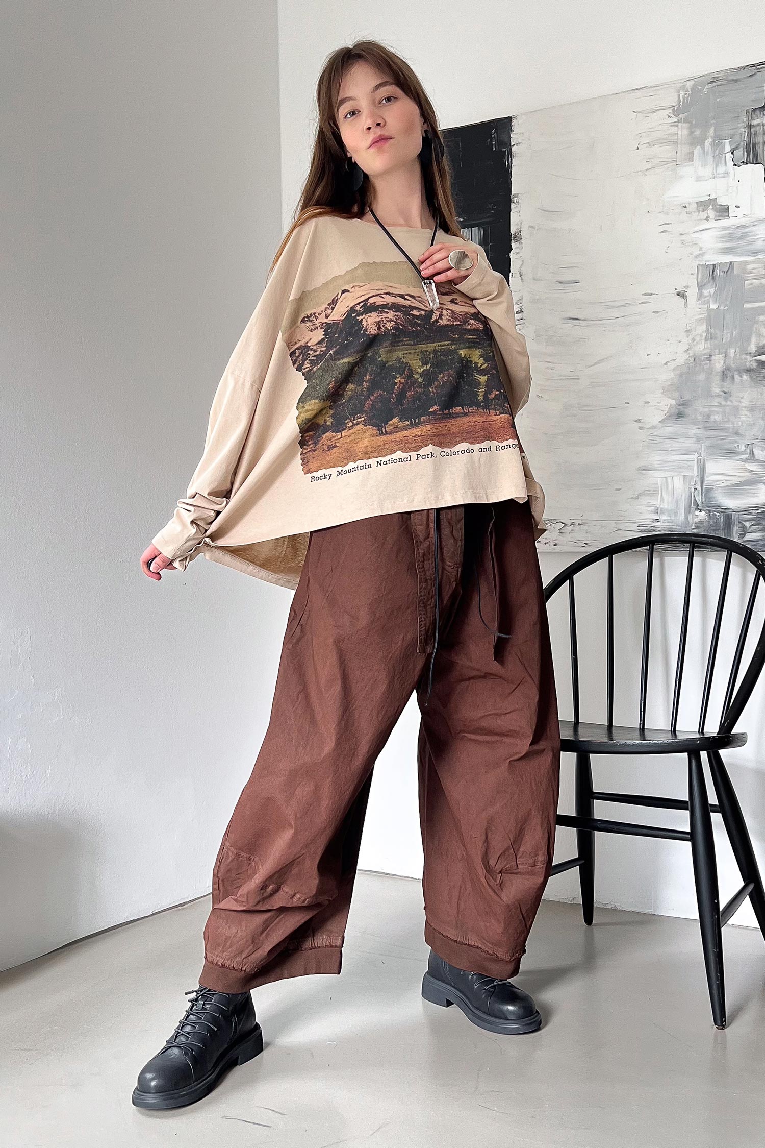 Oversize Pullover mit Print - Forest print - 2263390503