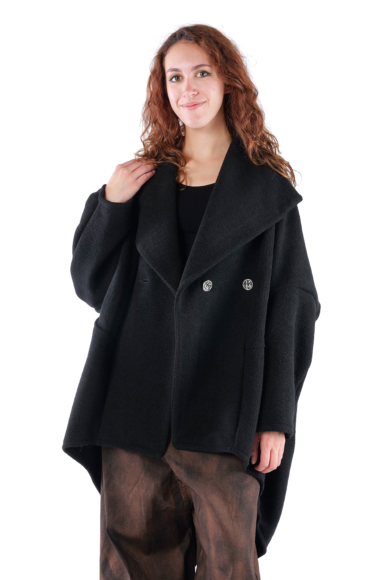 Oversize Mantel - Schwarz - S490
