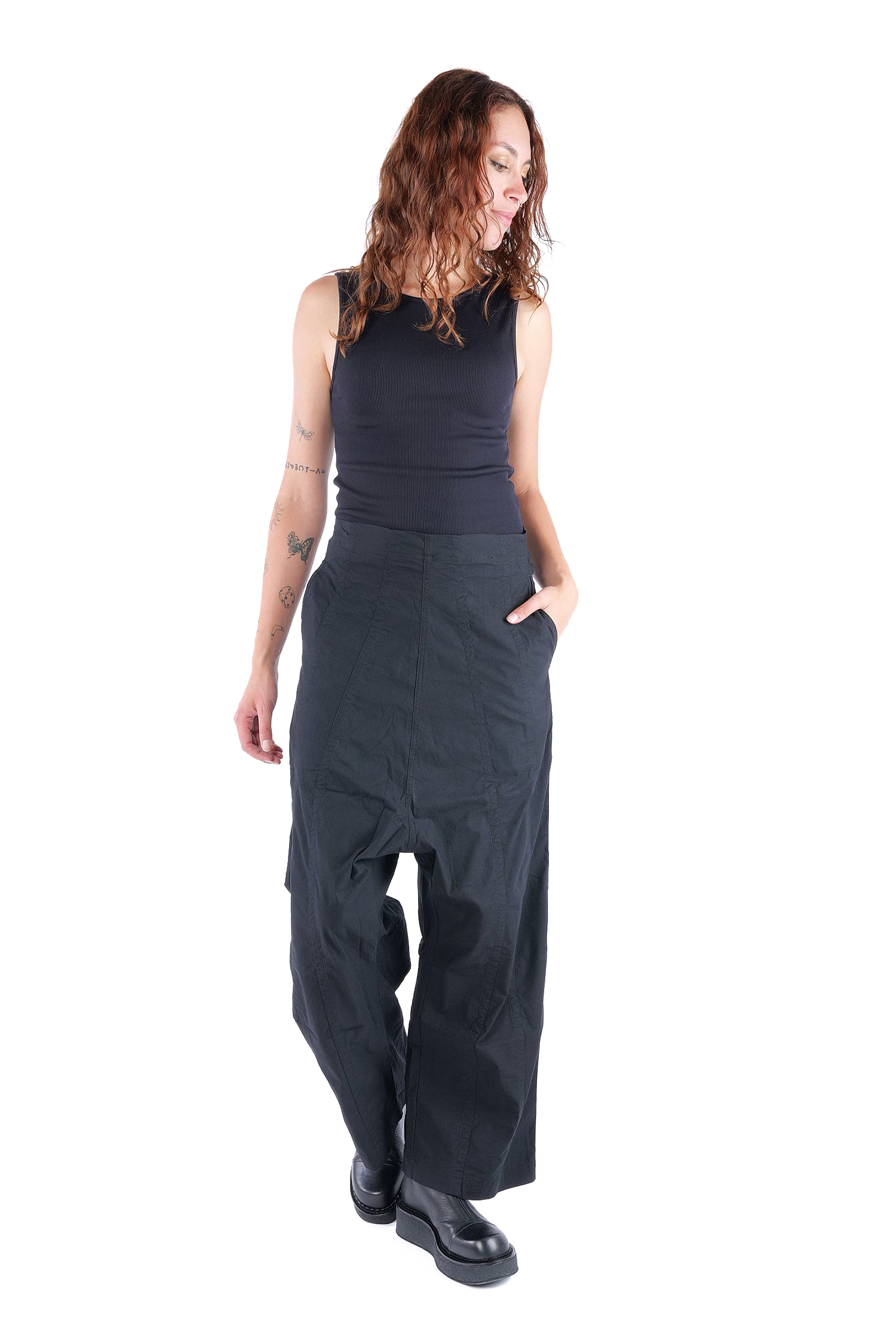 Weite Stretchhose - Schwarz - 2261390126