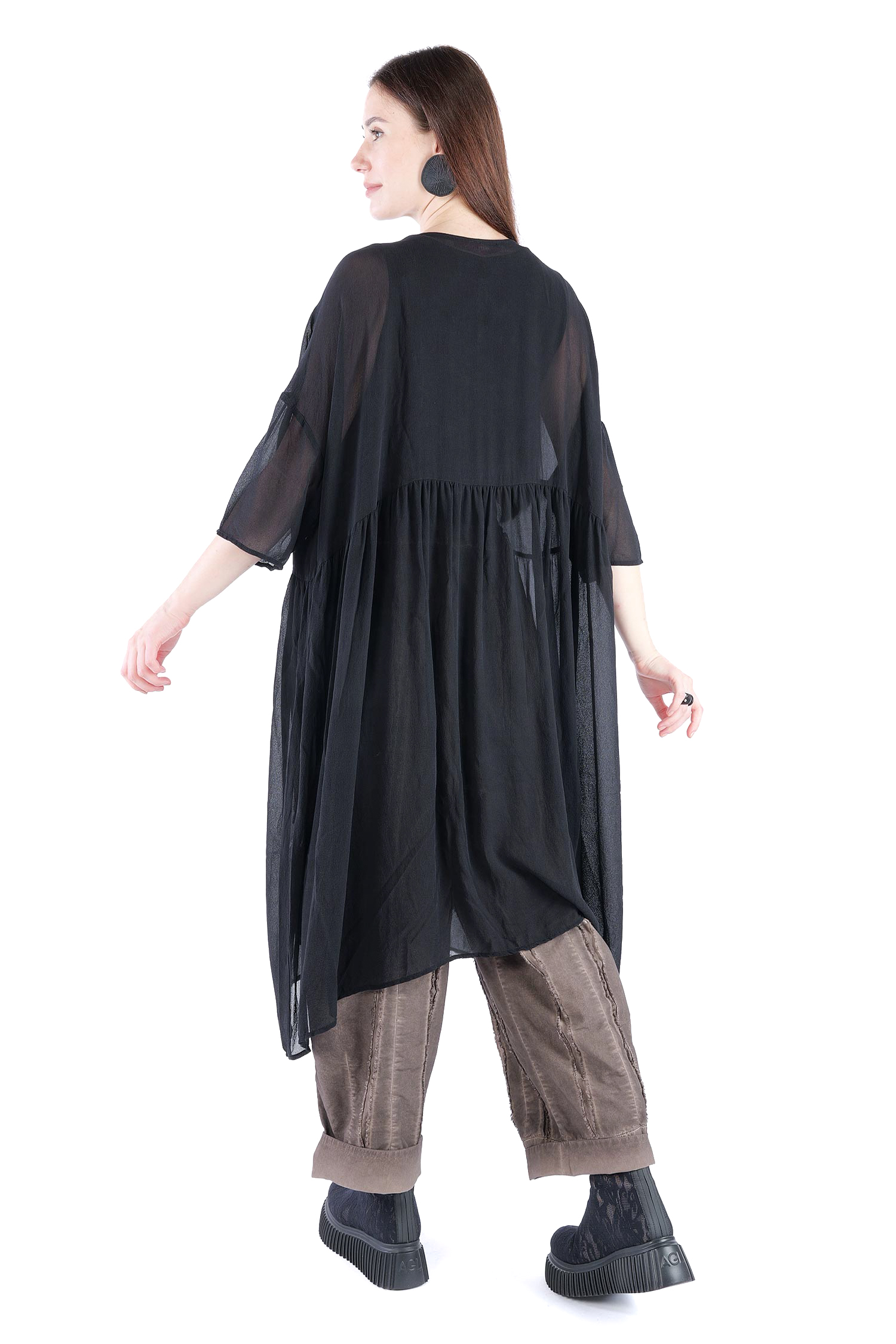 Oversize Seidenkleid - Schwarz - Meinsein