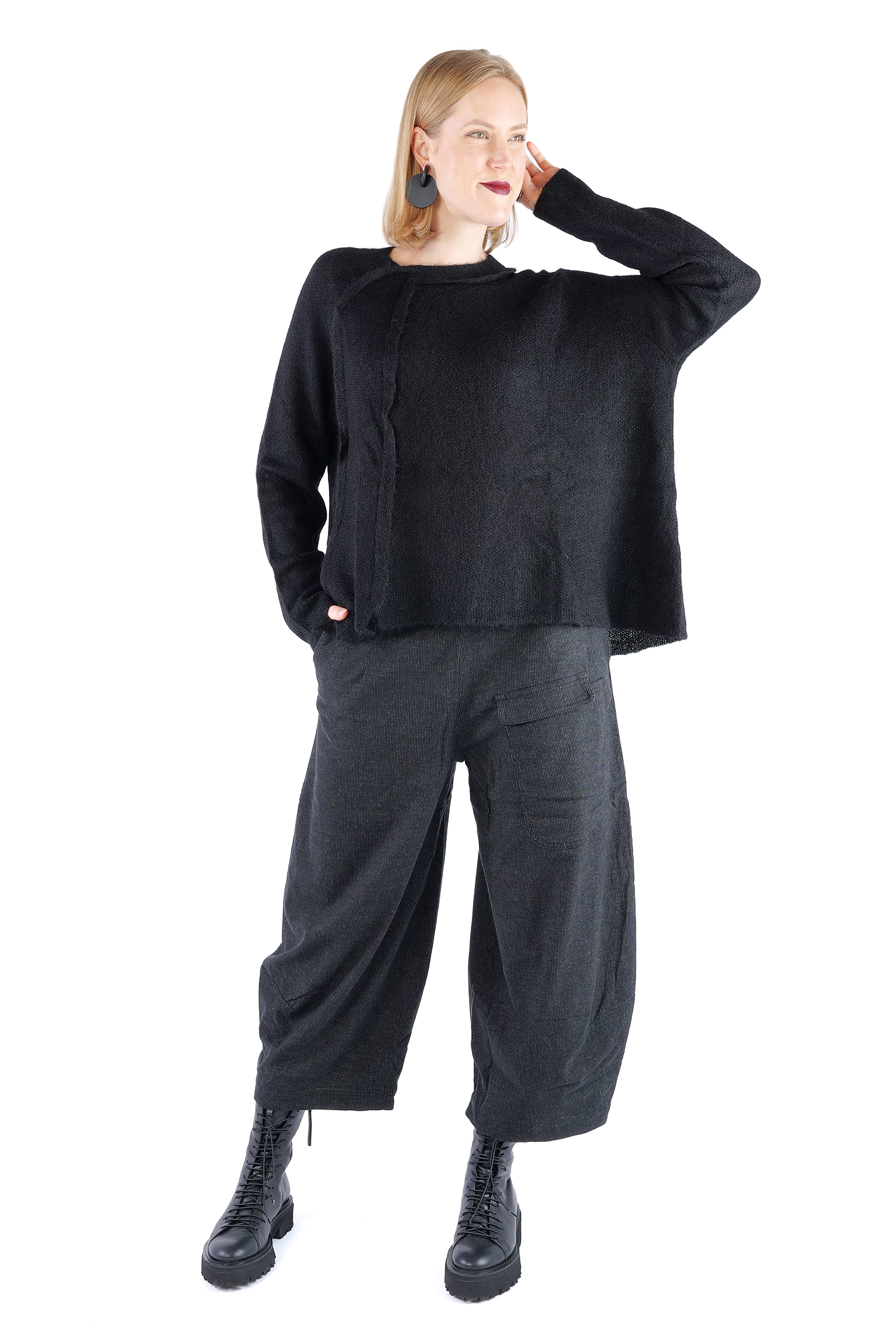 Oversize Strickpullover - Schwarz - 2262450703