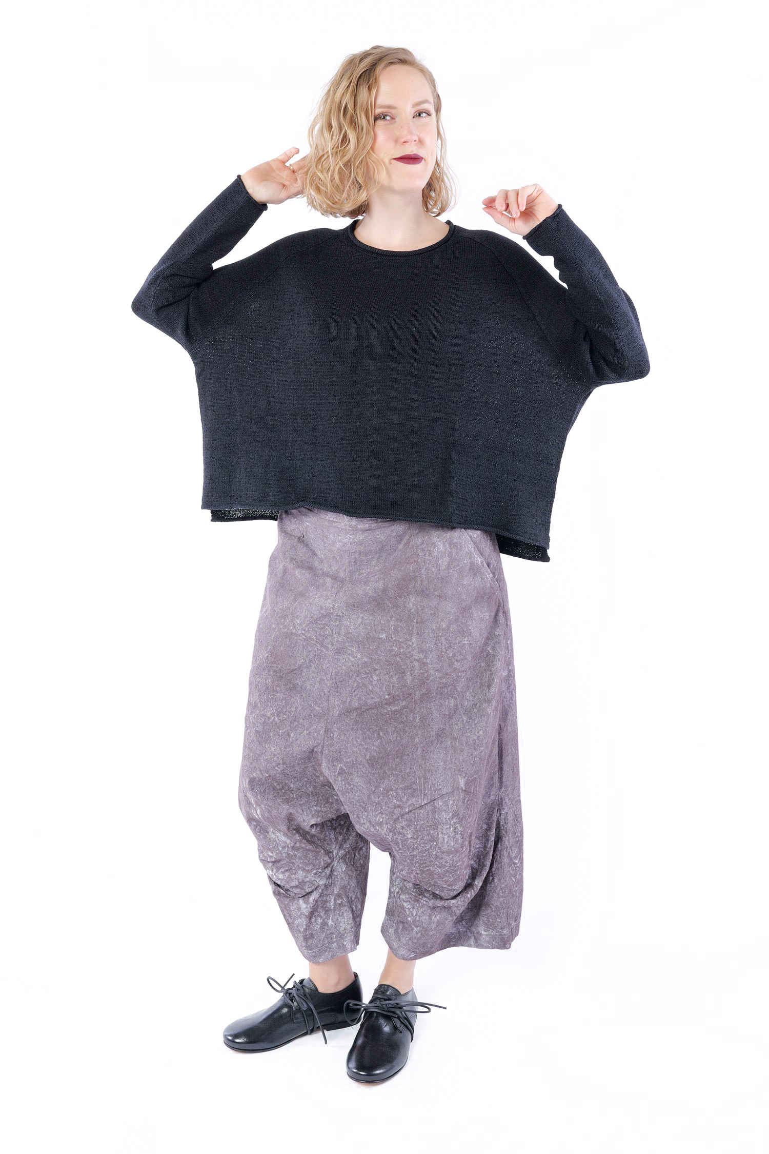 Grobstrickpullover - Schwarz - 1263720719