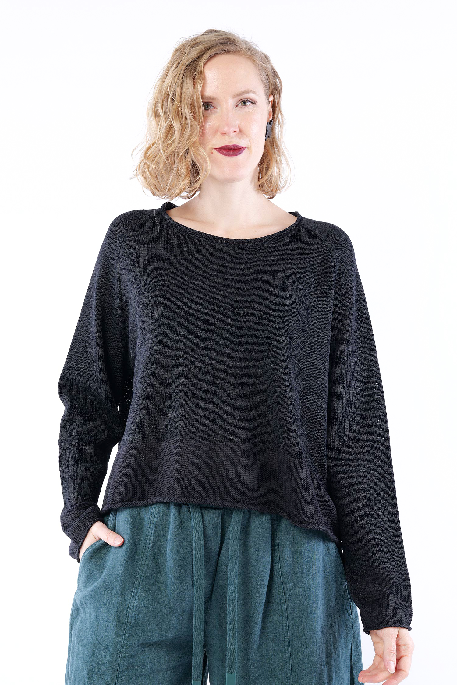 Grobstrickpullover - Schwarz - 1263720701