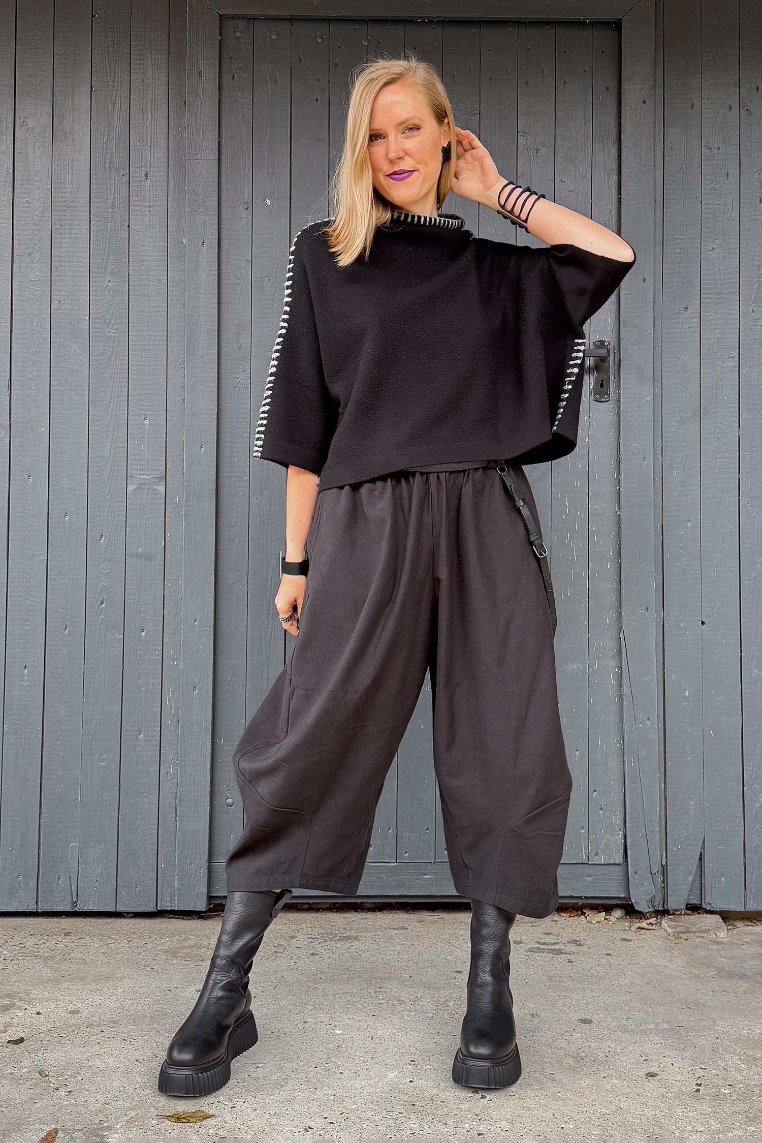 Oversize Strickpullover - Schwarz - 253311