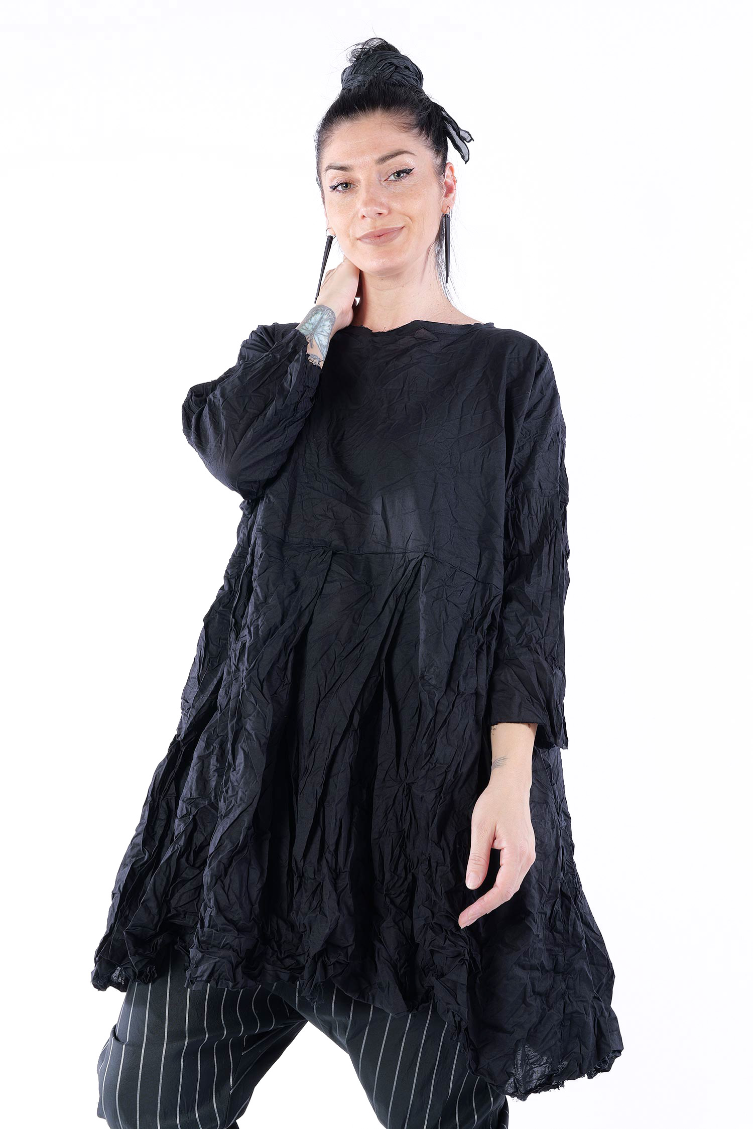 Falten Tunika - Schwarz - Slowgold