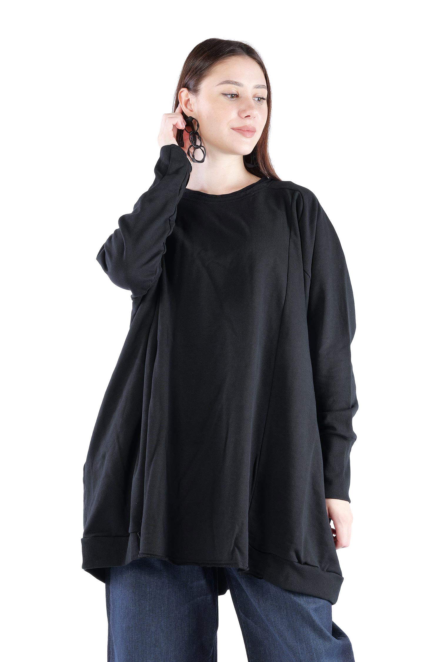 Oversize Sweatpullover - Schwarz - 2139