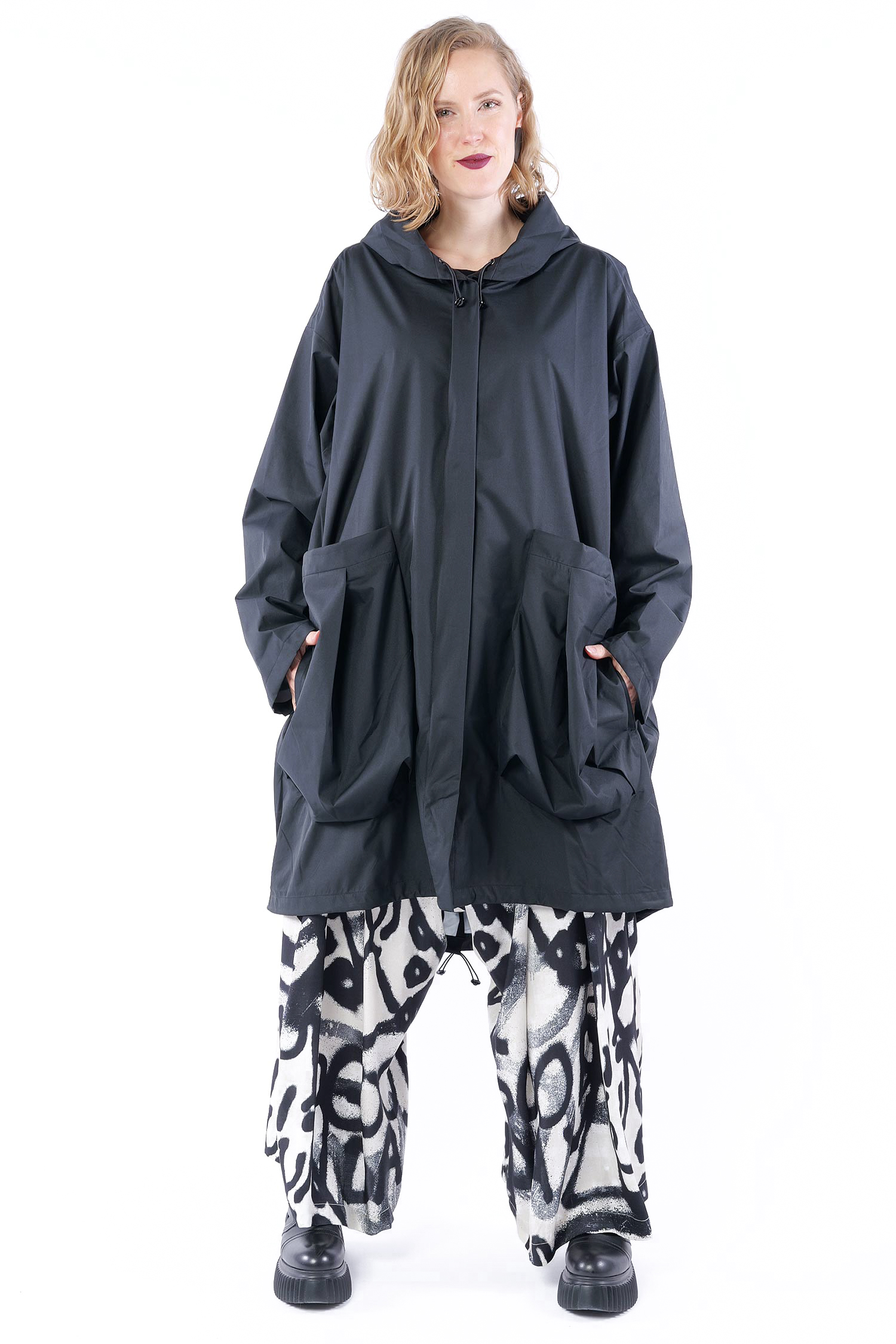 Oversize Regenmantel - Schwarz - 1261001215