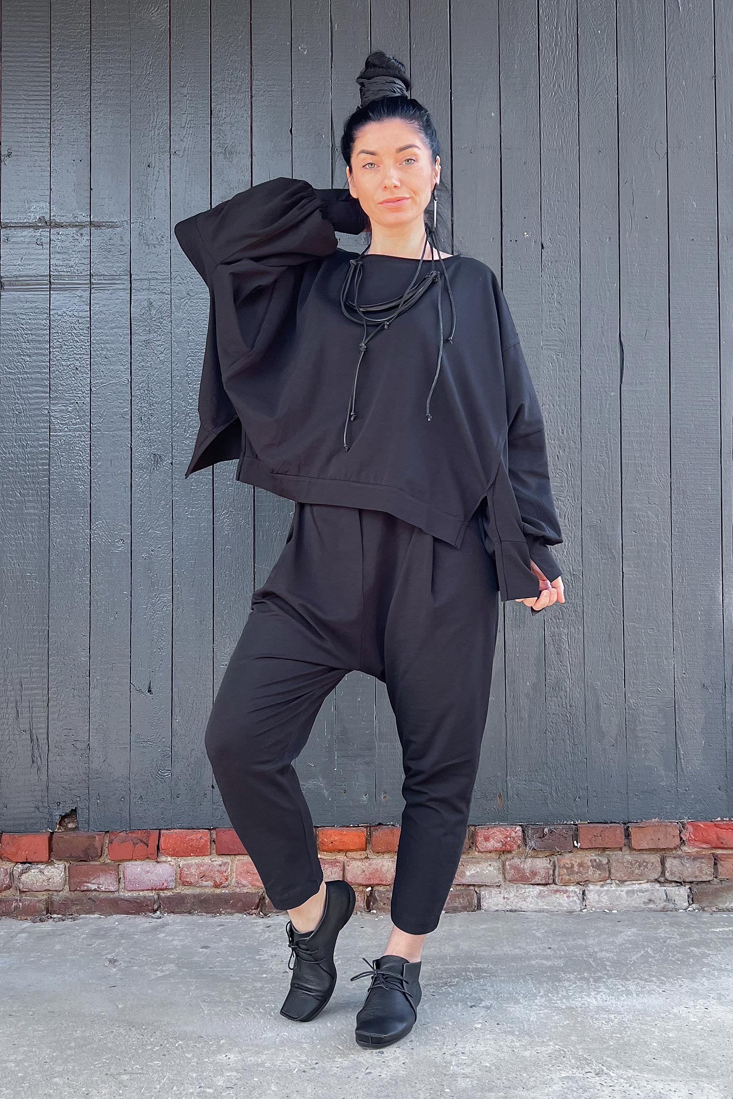 Oversize Jersey Pullover - Schwarz - 26.1-KHJ123