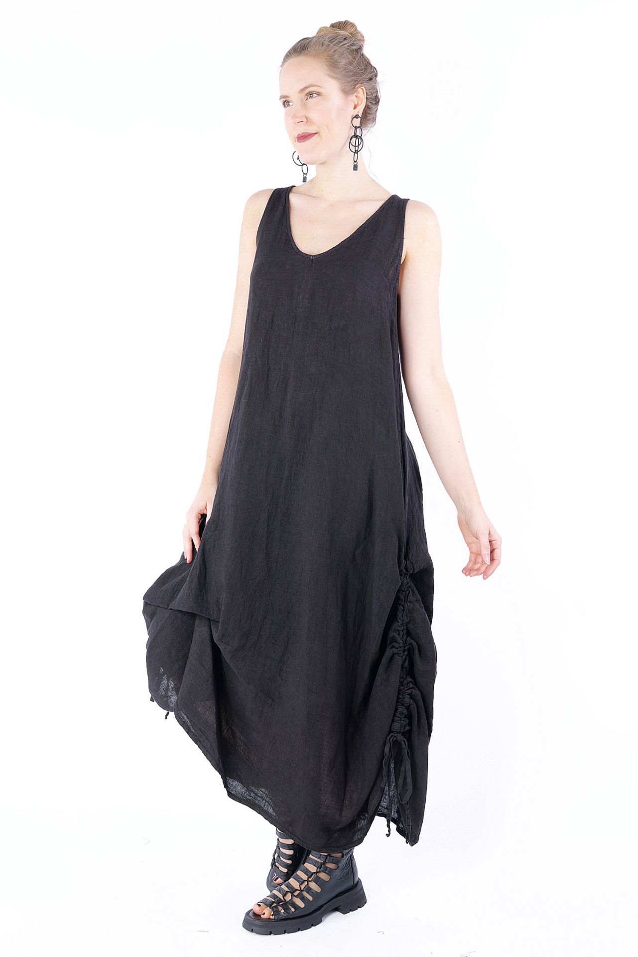 La Haine Inside Us Linen dress W5069 Black I SELECT