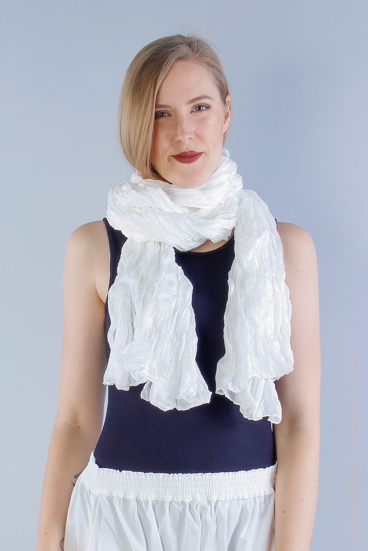 Privatsachen WerkKnitt Crinkle Silk Blouse in White