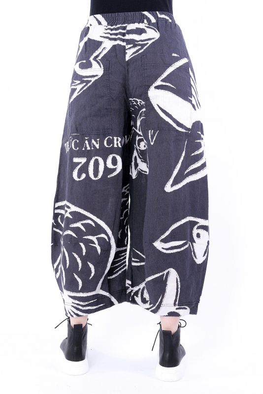 Ribbed Tulip Pants in Black main image 1